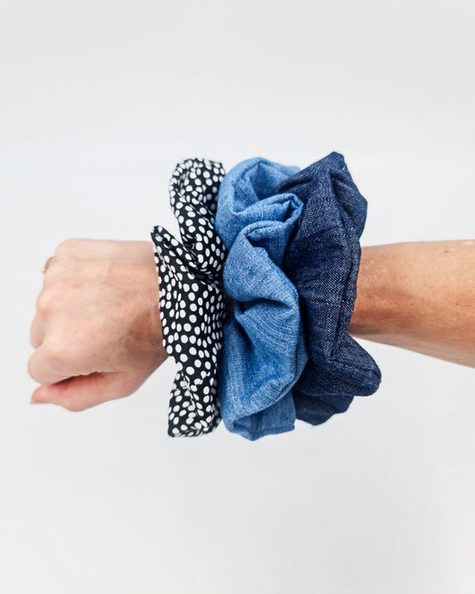 SCRUNCHIE PACK (dotty double denim)