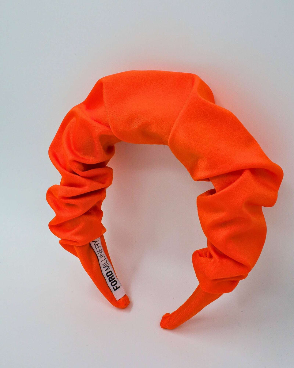 JUDE Orange Ruched Headband By Australian Label FORD MILLINERY jude-orange-ruched-headband-by-australian-label-ford-millinery