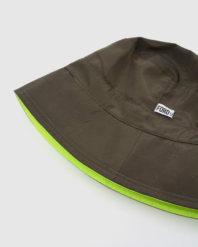 BOBBY Reversible Unisex Bucket Hat (khaki/fluro green)