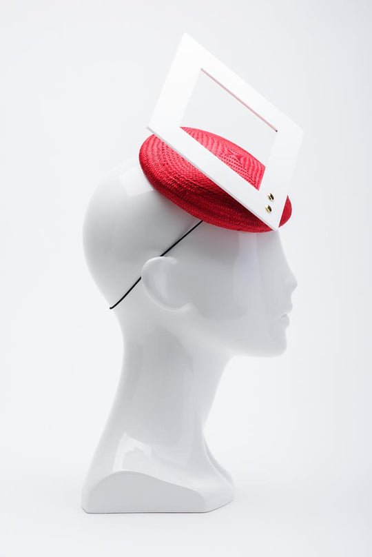 MOD SQUARE (red w- white) - FORD MILLINERY