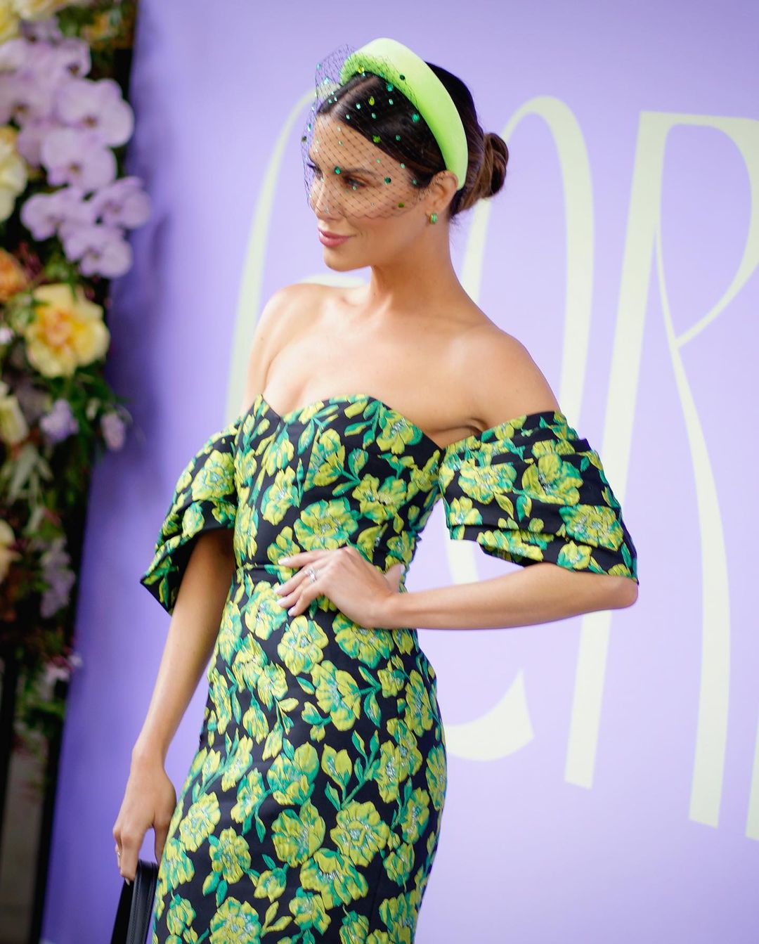 Erin Holland in our custom-made "RACHEL" Fluro Green Padded Headband FORD MILLINERY Erin Holland in our custom-made "RACHEL" Fluro Green Padded Headband FORD MILLINERY