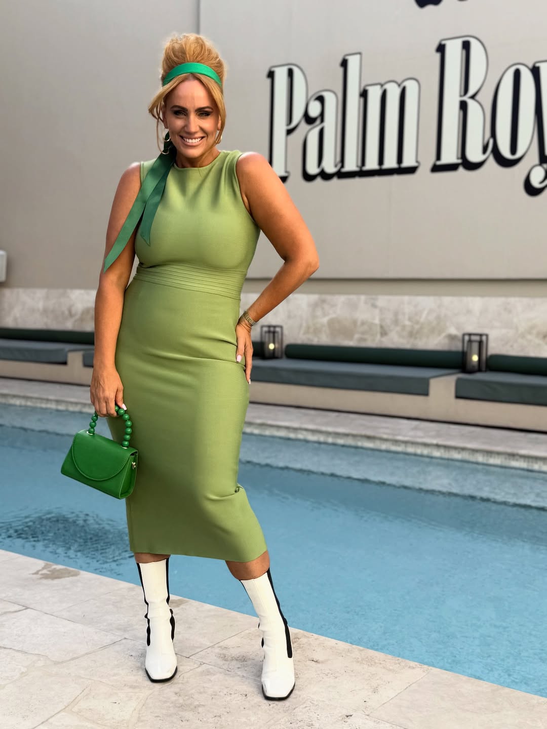 Media personality Jules Robinson wears 