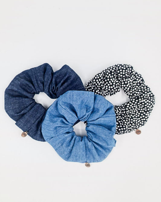 SCRUNCHIE PACK (dotty double denim)