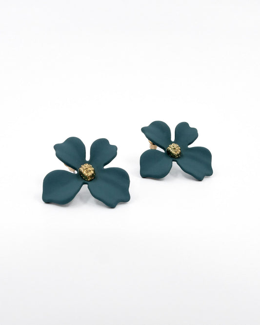 FLEUR Flower Earrings (dark turquoise)
