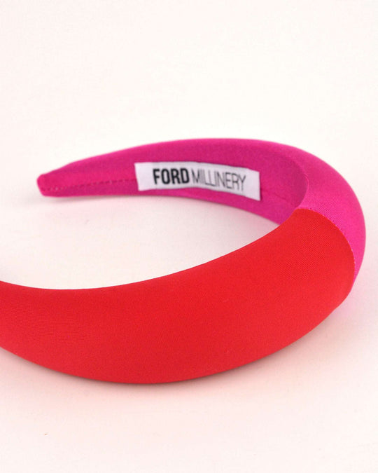 LANA PADDED HEADBAND (Red & Pink) - FORD MILLINERY