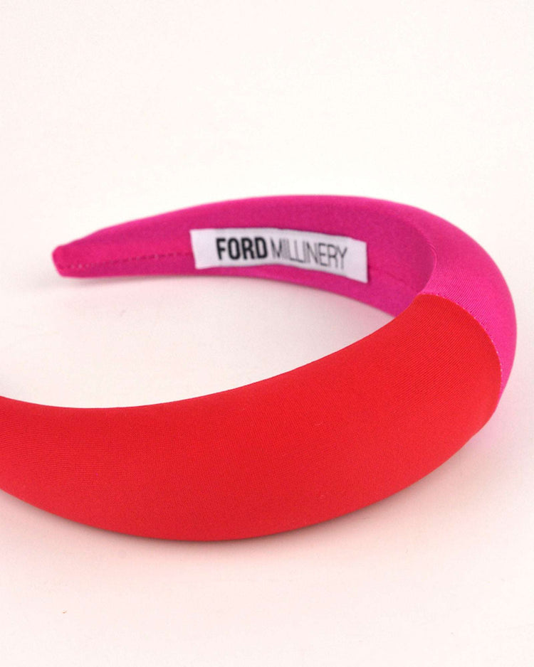 LANA PADDED HEADBAND (Red & Pink) - FORD MILLINERY