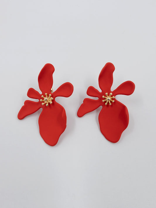LILA Flower Earrings (red)