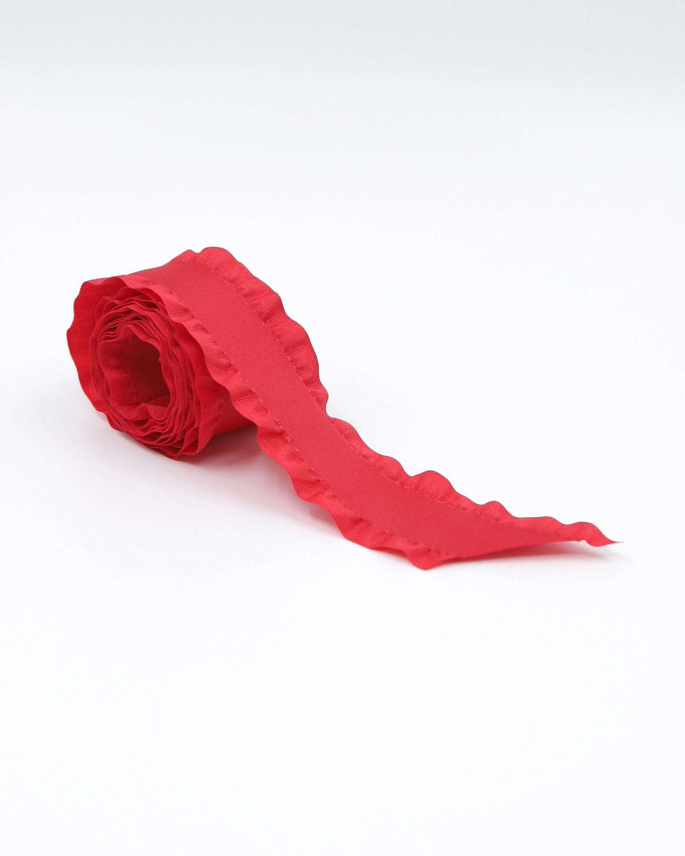 Fred Ribbon Length of Red Ruffled Ribbon by FORD MILLINERY