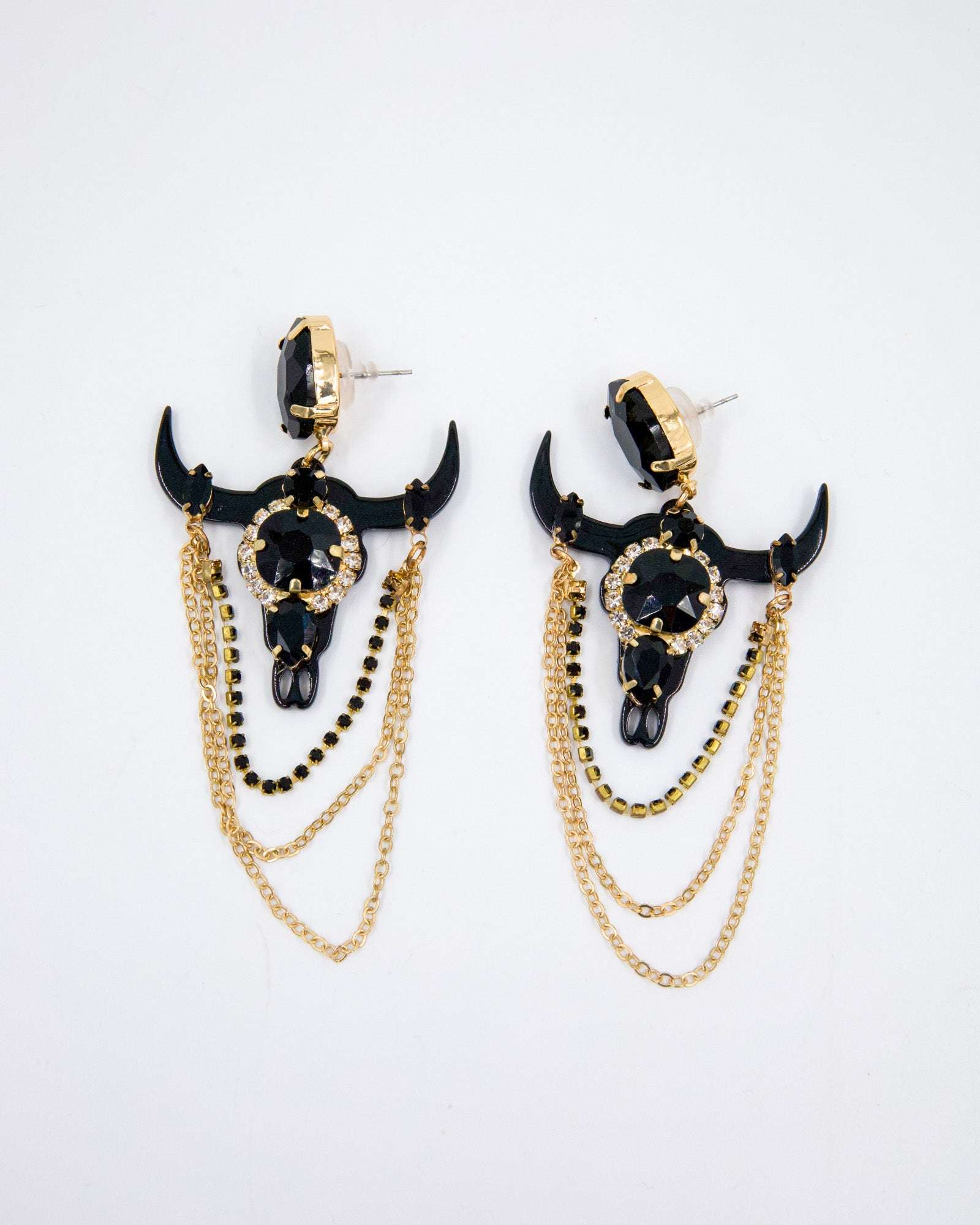 SIENNA Rhinestone Earrings (black) Default Title - FORD MILLINERY