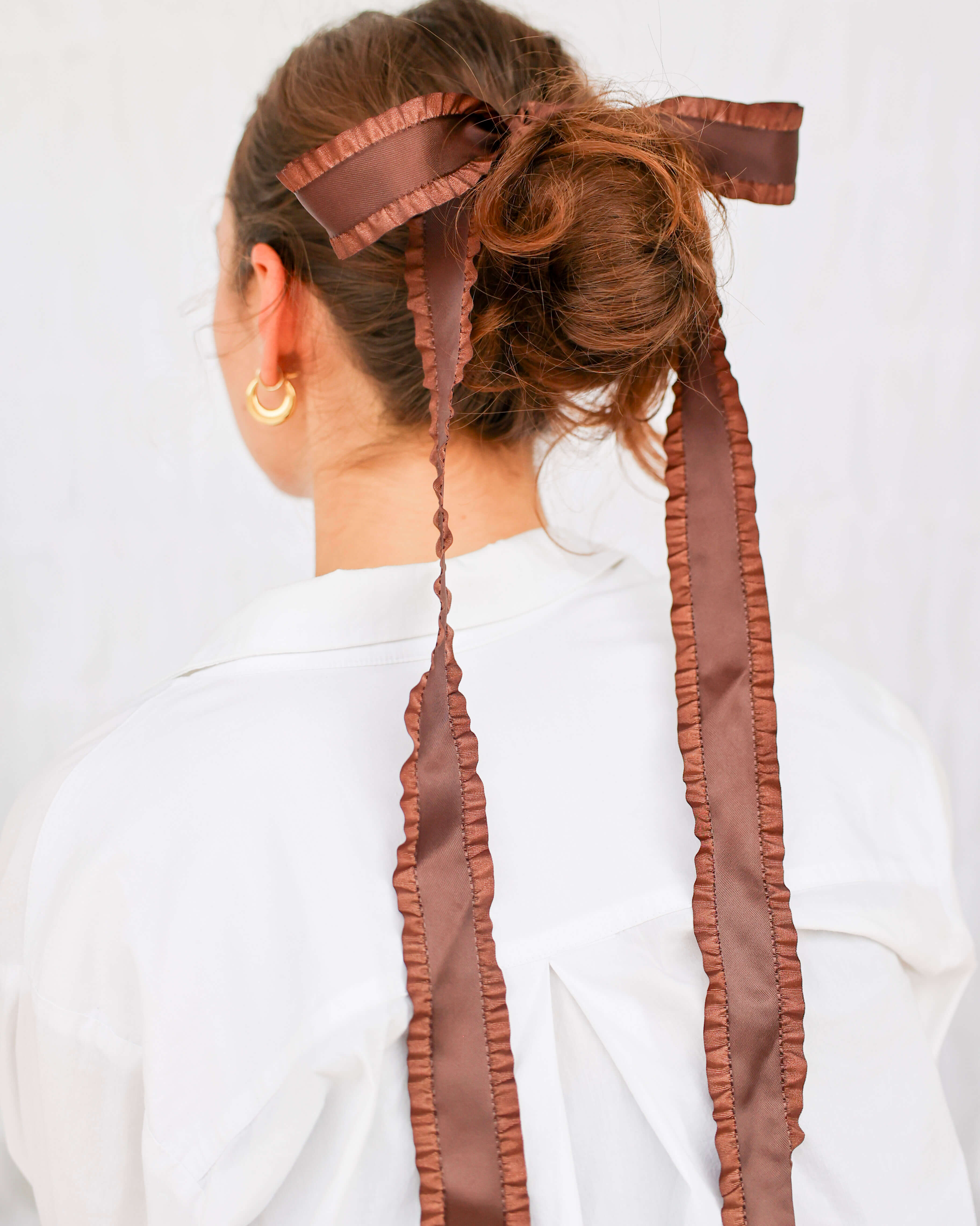 Brown Ribbon Ruffle Length of Brown Ruffled Ribbon by FORD MILLINERY