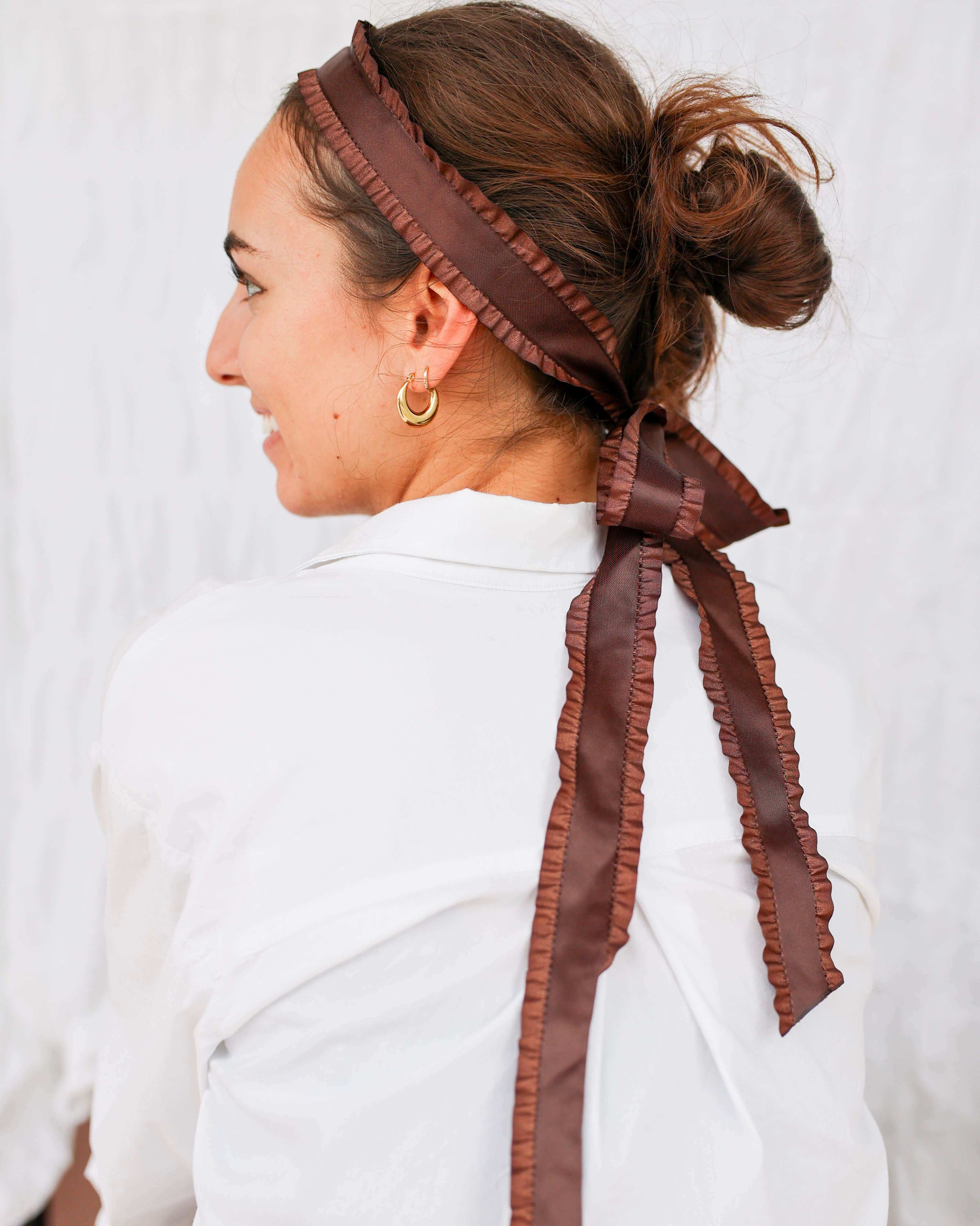 Brown Ribbon Ruffle Length of Brown Ruffled Ribbon by FORD MILLINERY