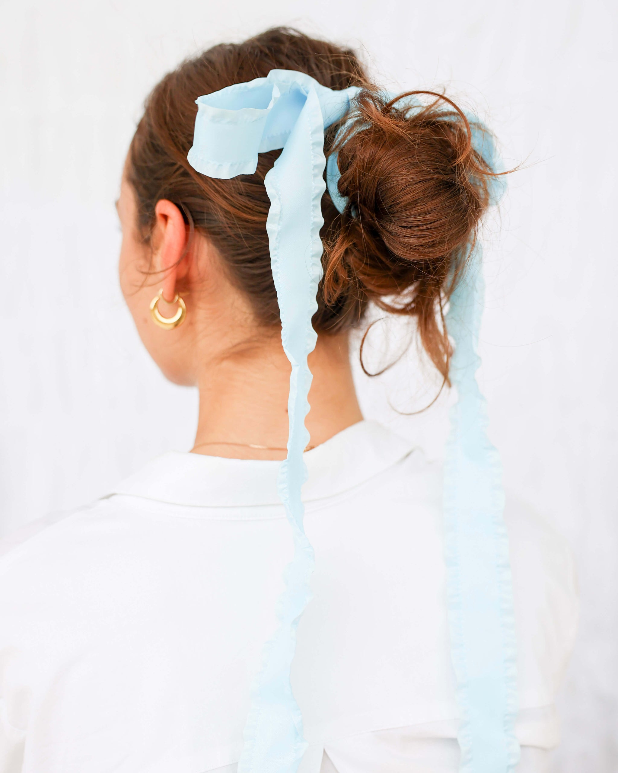 Length of Light Blue Ruffled Ribbon by FORD MILLINERY