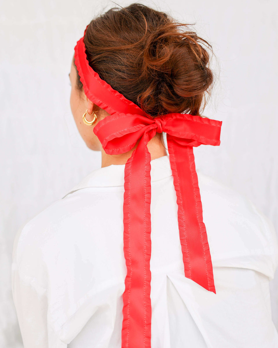 Red Ruffled Ribbon Length of Red Ruffled Ribbon by FORD MILLINERY