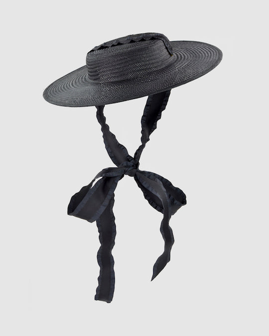 ANNIE (black ruffled) by FORD MILLINERY