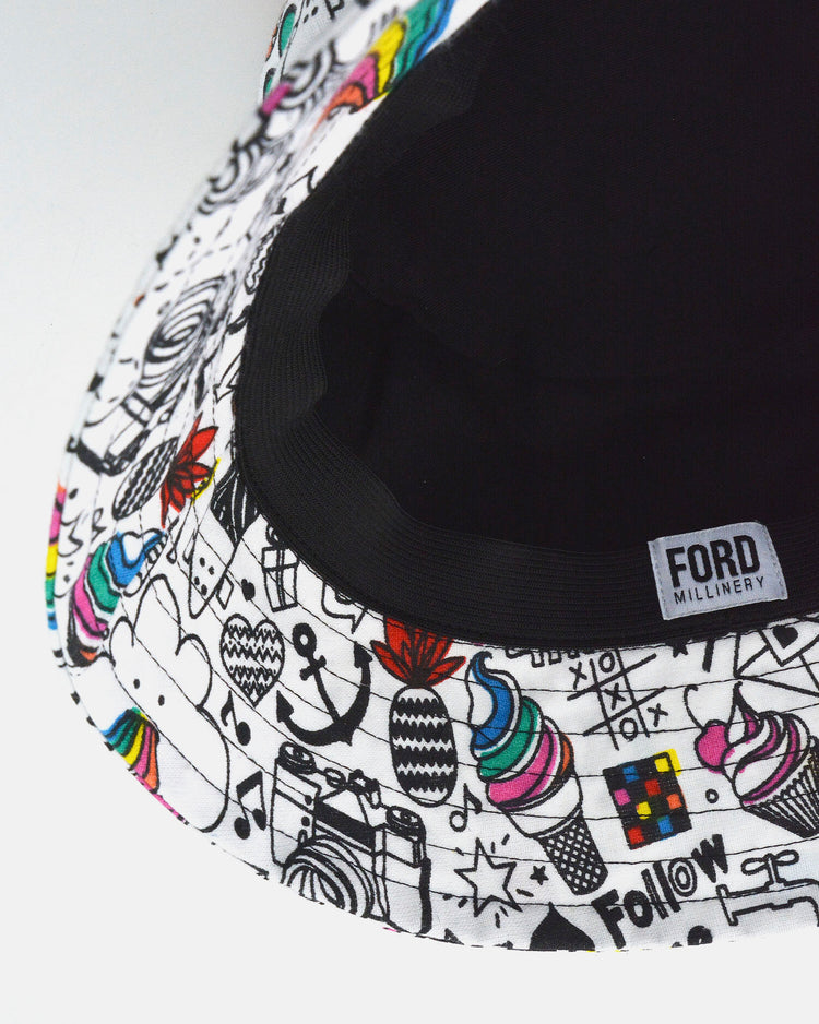 "BILLY" Unisex Bucket Hat by FORD MILLINERY | “DOODLE“ print
