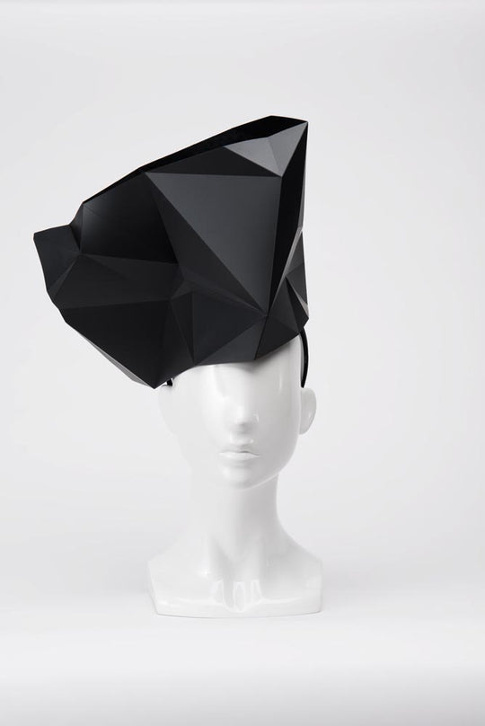 FORD MILLINERY | "The Architect" | Black origami geometric headpiece