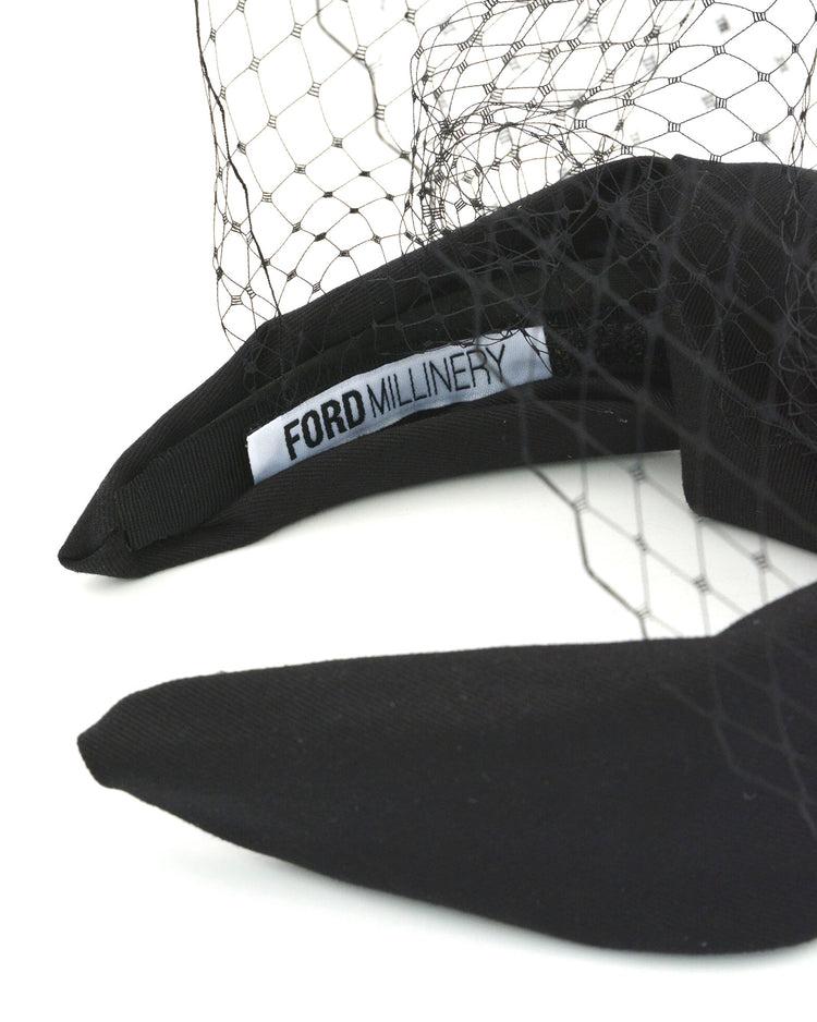 "EZRA" Black Turban Headband by FORD MILLINERY