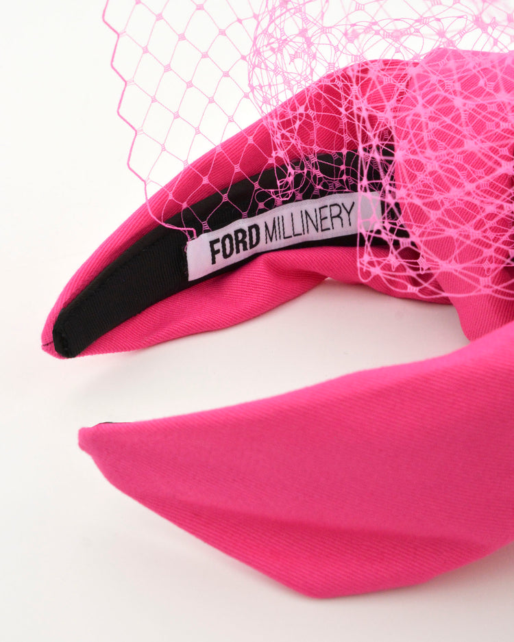 "EZRA" Pink Turban Headband by FORD MILLINERY
