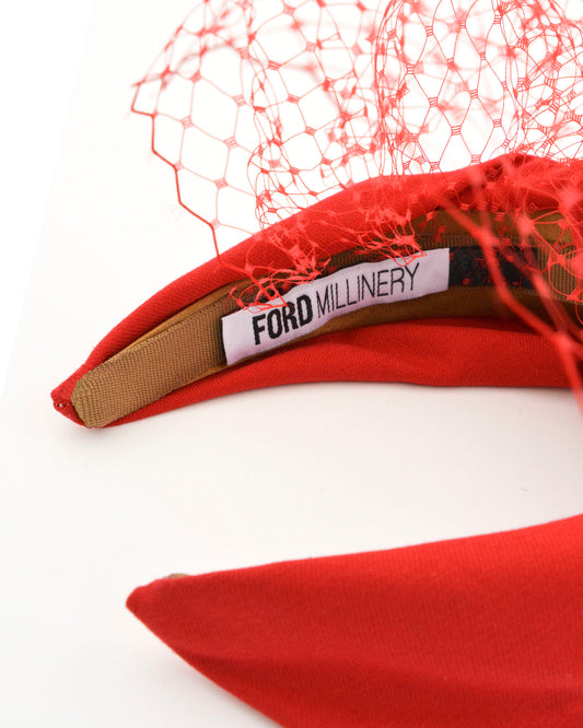 "EZRA" Red Turban Headband by FORD MILLINERY