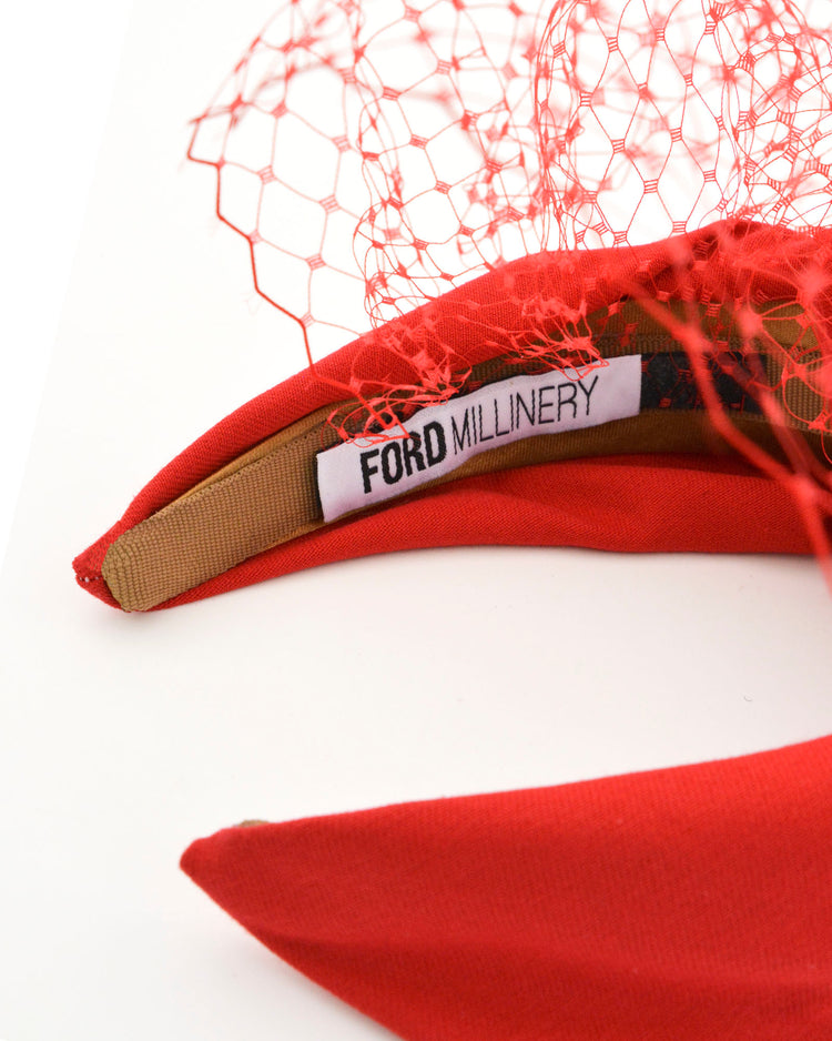 "EZRA" Red Turban Headband by FORD MILLINERY
