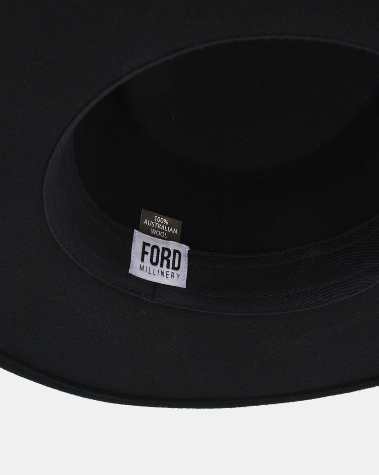 Frankie black details by FORD MILLINERY