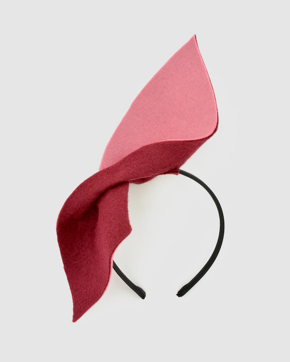 PEGGY (maroon&pink) by FORD MILLINERY- front