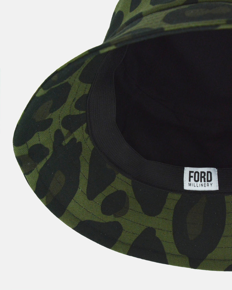 "BILLY" Unisex Bucket Hat by FORD MILLINERY | “CAMO CHEETAH” print